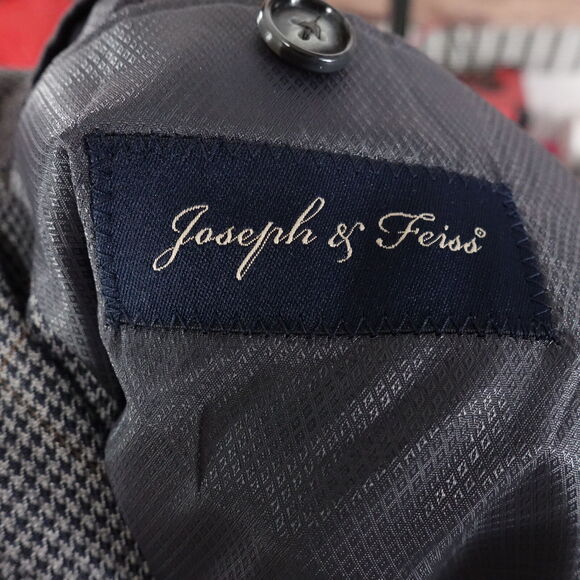 NWT JOSEPH & FEISS GREY HOUNDSTOOTH SPORT BLAZER SPORT COAT MENS SZ 40L NEW! - Picture 9 of 10